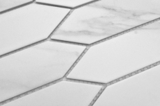 Hand-painted ceramic mosaic tile hexagon hexagon Cararra white gray matt MOS13-L1102_m