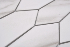 Hand-painted ceramic mosaic tile hexagon hexagon Calacatta white gray-brown matt MOS13-L1112_m