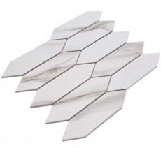 Hand-painted ceramic mosaic tile hexagon hexagon Calacatta white gray-brown matt MOS13-L1112_m