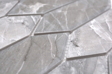 Hand-painted ceramic mosaic tile hexagon hexagon stone look elongated dark gray matt MOS13-L0208_m