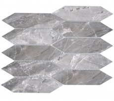 Hand-painted ceramic mosaic tile hexagon hexagon stone look elongated dark gray matt MOS13-L0208_m