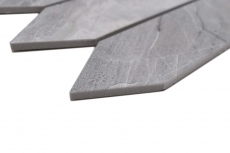 Hand-painted ceramic mosaic tile hexagon hexagon stone look elongated light gray matt MOS13-L0206_m