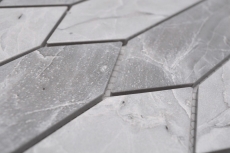 Hand-painted ceramic mosaic tile hexagon hexagon stone look elongated light gray matt MOS13-L0206_m