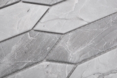 Hand-painted ceramic mosaic tile hexagon hexagon stone look elongated light gray matt MOS13-L0206_m