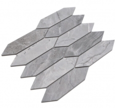 Hand-painted ceramic mosaic tile hexagon hexagon stone look elongated light gray matt MOS13-L0206_m