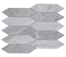 Hand-painted ceramic mosaic tile hexagon hexagon stone look elongated light gray matt MOS13-L0206_m