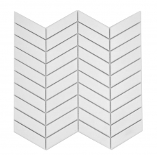 Hand-painted ceramic mosaic tile herringbone plain white matt MOS24-EV21_m