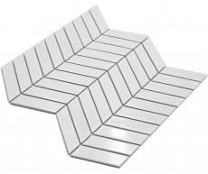 Hand-painted ceramic mosaic tile herringbone plain white glossy MOS24-EV31_m