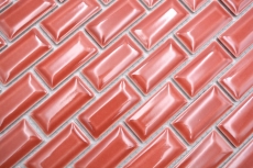 Hand-painted ceramic mosaic tile masonry bond composite uni red MOS26-0912_m