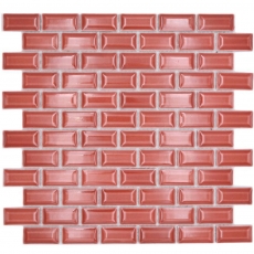 Hand-painted ceramic mosaic tile masonry bond composite uni red MOS26-0912_m