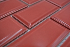 Hand-painted ceramic mosaic tile Metro composite look uni red MOS24-09R_m