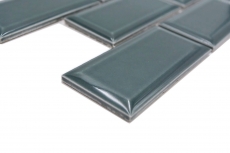 Hand-painted ceramic mosaic tile Metro composite look uni forest green MOS24-06G_m