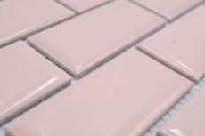 Hand-painted ceramic mosaic tile Metro composite look uni pale pink pastel MOS24-11T_m