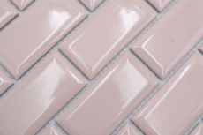 Hand-painted ceramic mosaic tile Metro composite look uni pale pink pastel MOS24-11T_m