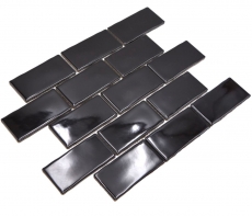 Hand-painted ceramic mosaic tile Metro Sybway composite uni black glossy MOS26-112_m