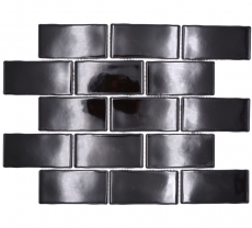 Hand-painted ceramic mosaic tile Metro Sybway composite uni black glossy MOS26-112_m