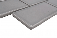 Hand-painted ceramic mosaic tile Metro Sybway composite uni stone gray light gray glossy MOS26-345_m