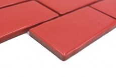 Hand-painted ceramic mosaic tile Metro Sybway composite uni fire red glossy MOS26-567_m