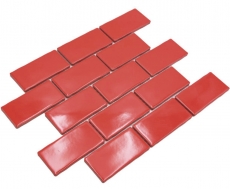 Hand-painted ceramic mosaic tile Metro Sybway composite uni fire red glossy MOS26-567_m