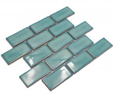 Hand-painted ceramic mosaic tile Metro Sybway composite uni petrol green glossy MOS26-716_m