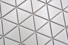 Hand-painted ceramic mosaic tile triangle diamond plain white matt MOS13-t41_m