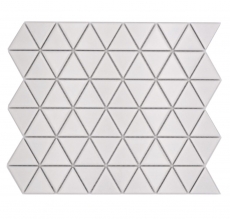 Hand-painted ceramic mosaic tile triangle diamond plain white matt MOS13-t41_m