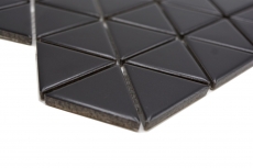Hand-painted ceramic mosaic tile triangle diamond plain black matt MOS13-t49_m