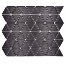 Hand-painted ceramic mosaic tile triangle diamond plain black matt MOS13-t49_m