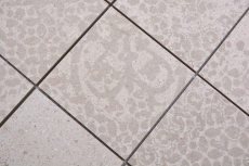 Hand-painted ceramic mosaic tile porcelain stoneware light gray beige patterned MOS23-B5_m