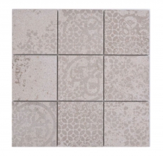 Hand-painted ceramic mosaic tile porcelain stoneware light gray beige patterned MOS23-B5_m