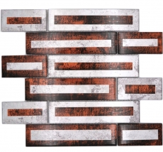 Hand-painted glass mosaic mosaic tile 2D-look brown silver gray shaded MOS88-W1_m