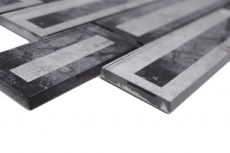 Hand-painted glass mosaic mosaic tile 2D-look black silver gray shaded MOS88-W5_m