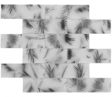 Hand sample glass mosaic mosaic tile composite white black matt leaf look MOS88-FL25_m