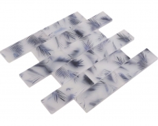 Hand sample glass mosaic mosaic tile composite white blue matt leaf look MOS88-FL34_m