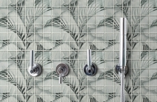 Hand-painted glass mosaic mosaic tile rainforest gray leaves optics MOS88-Pic03_m