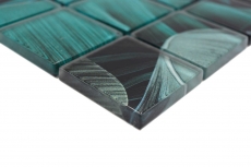 Hand-painted glass mosaic mosaic tile rainforest green black leaves look MOS88-Pic05_m