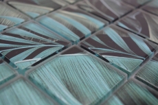 Hand-painted glass mosaic mosaic tile rainforest green black leaves look MOS88-Pic05_m