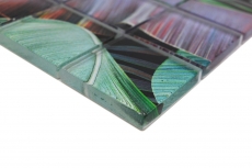 Hand-painted glass mosaic mosaic tile rainforest green purple leaves look MOS88-Pic09_m