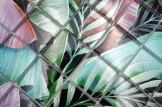 Hand-painted glass mosaic mosaic tile rainforest green purple leaves look MOS88-Pic09_m