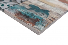 Hand-painted glass mosaic mosaic tile Piastrella Vintage Patchwork beige pertrol wood effect ornament MOS160-W850_m