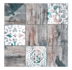 Hand-painted glass mosaic mosaic tile Piastrella Vintage Patchwork gray brown pastel green wood effect ornament MOS160-W950_m