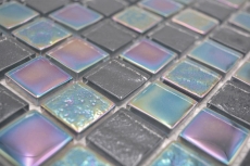 Hand-painted glass mosaic mosaic tile small flip flop iridescent black sapphire multicolored MOS65-S65_m