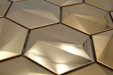 Hand-painted stainless steel hexagon mosaic tiles 3D steel gold glossy/matt MOS128-GO_m