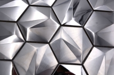 Hand sample stainless steel Hexagon mosaic tiles Hexagon 3D steel Titanium glossy/matt MOS128-SB_m