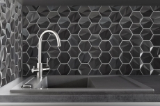 Hand-painted stainless steel hexagon mosaic tiles 3D steel tungsten glossy/matt MOS128-PL_m