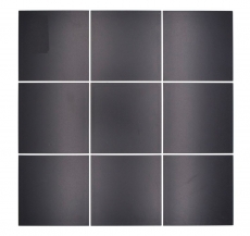 Hand sample self-adhesive mosaic mat metal black tile look with white joint MOS200-B03_m