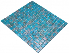 Hand-painted glass mosaic mosaic tile turquoise blue pearl gentian copper iridescent MOS230-G62_m