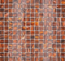Hand-painted glass mosaic mosaic tile Dark brown Gold Copper iridescent MOS230-G36_m
