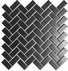Mosaic tile ceramic herringbone black matt mosaic tile backsplash MOS24-CHB06BM_f