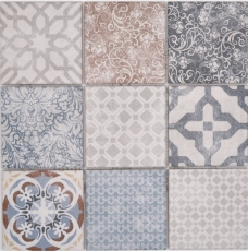 Jasba Pattern mosaic ceramic stoneware multicolored matt retro look kitchen bathroom shower MOSJBPV20 1 mat